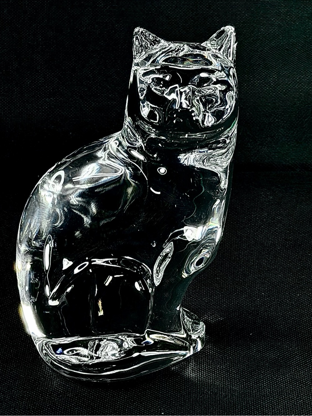 Orrefors Kostaboda Clear Crystal Cat Figurine